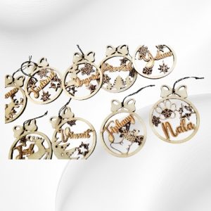 Boules de Noël  en bois à personnaliser