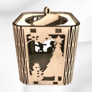 Lanterne carrée de Noël en bois