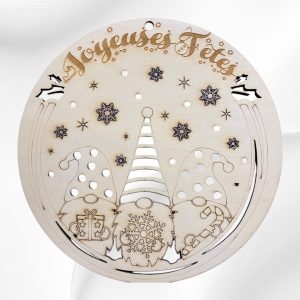 Plaque de porte déco de Noël avec gnomes