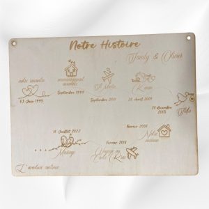 Panneau en bois "notre histoire"- Un souvenir gravé à jamais