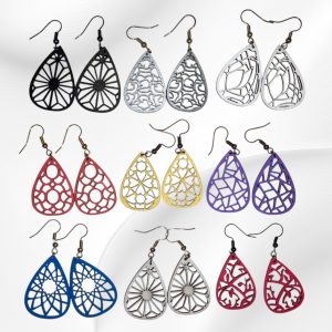 Boucles d'oreilles en forme de goutte en bois